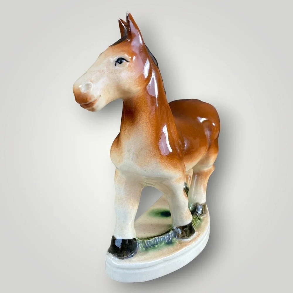 Ceramic Horse Figurine Pony Farm Decor Statue 1950s Made in Japan - Picture 2 of 10